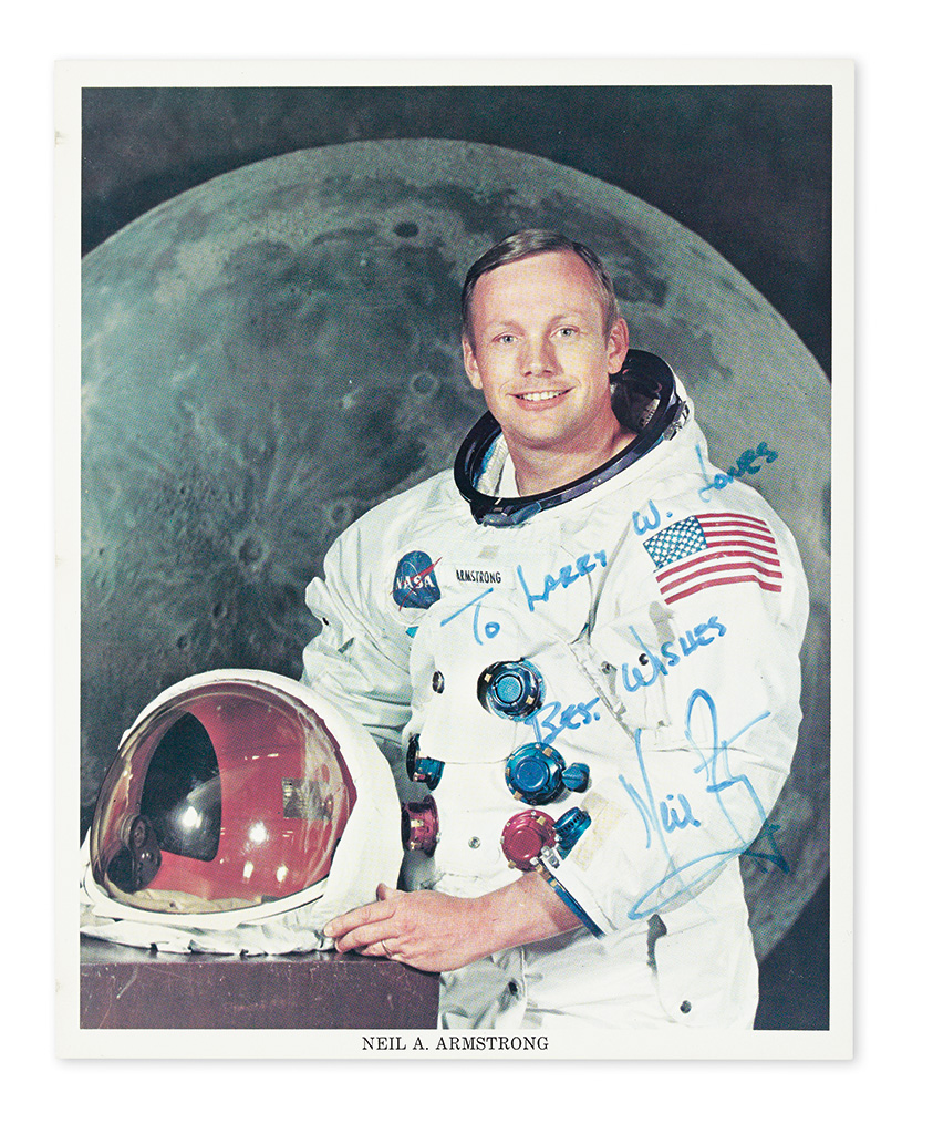(ASTRONAUTS.) ARMSTRONG, NEIL. Photograph Signed and Inscribed, ToLarry W. Jones / Best Wishes,